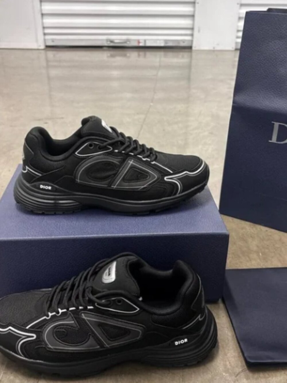 Dior Men's Black and White Sneakers